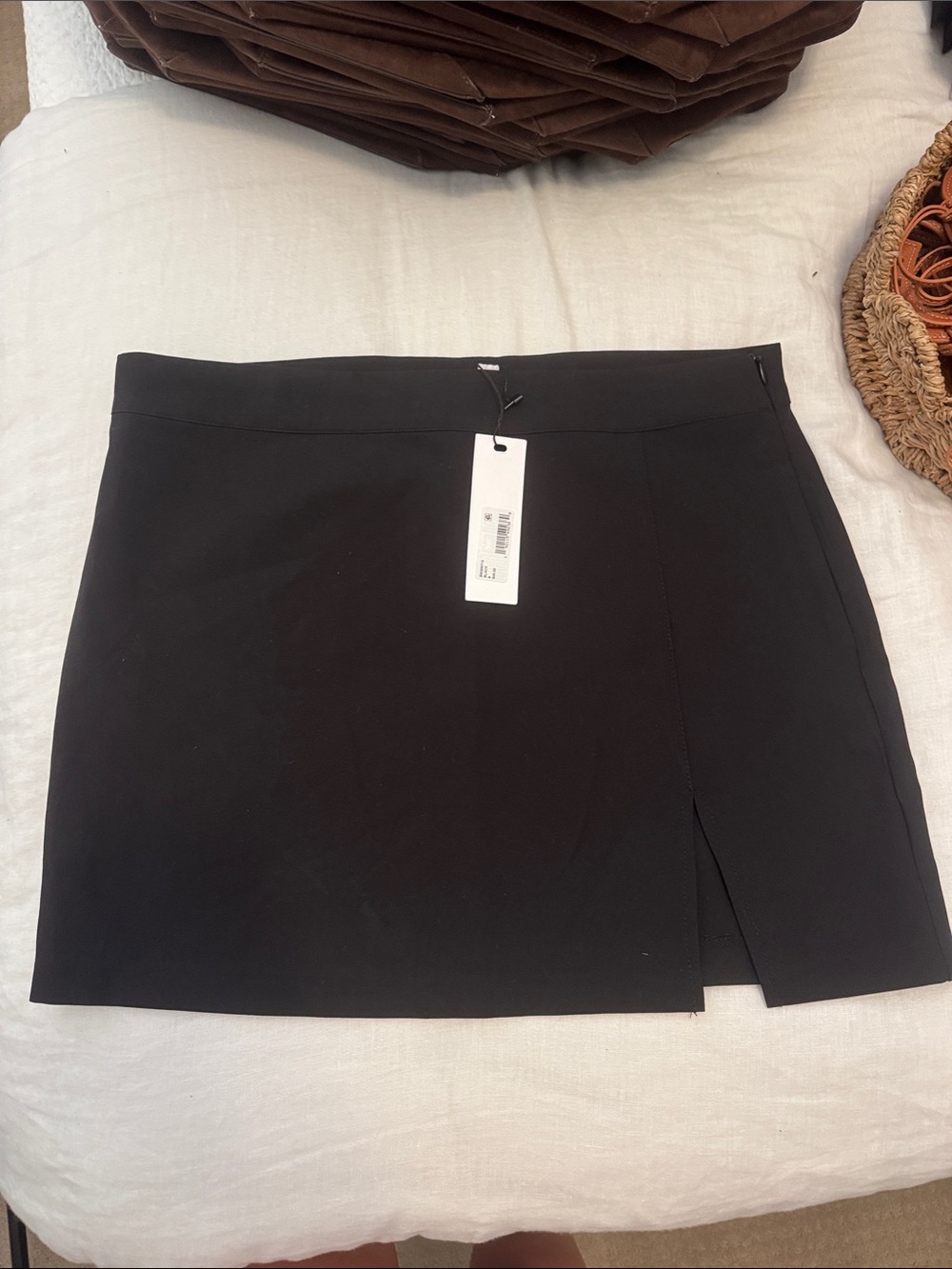 Classic Black Mini Skirt with Front Slit